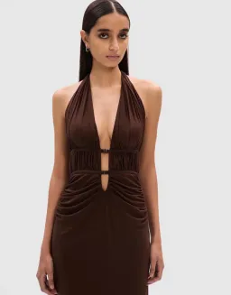 Misha Celine Mesh Midi Dress Espresso Size 6/XS for rent on The Volte - image 3