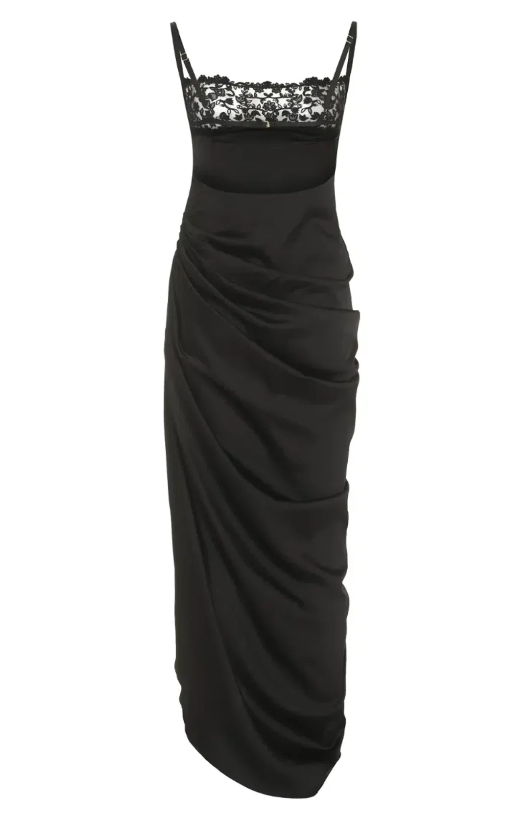 Jacquemus La Saudade Floral-Embroidered Asymmetric Maxi Dress Black Size 8 for rent on The Volte - main image