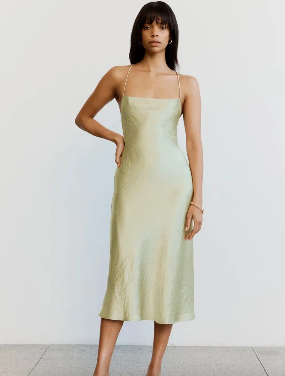 Crush Bias Cowl Slip Champagne Midi Size AU 8 for rent on The Volte - main image