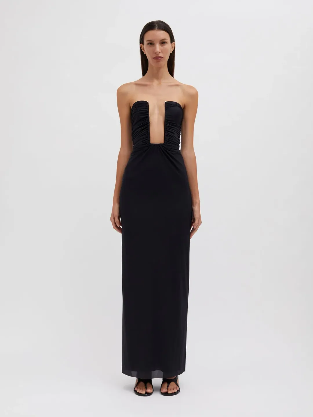 Christopher Esber Plunge Strapless Column Dress Black Size AU 6 for rent on The Volte - main image