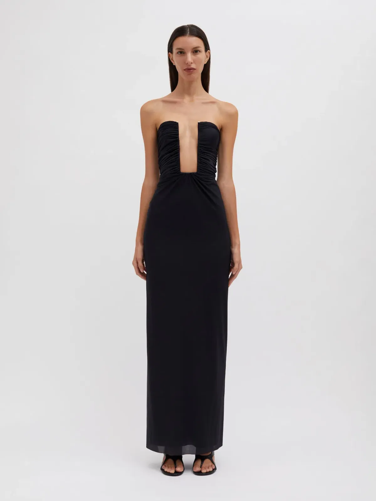 Christopher Esber Plunge Strapless Column Dress Black Size AU 6 for rent on The Volte - main image