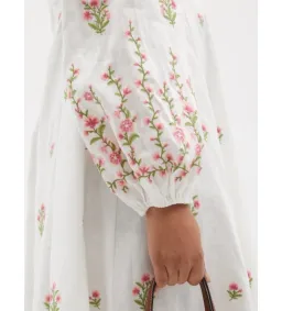 Zimmermann Poppy Floral-Embroidered Linen-Blend Midi Dress White Size 3/AU 14  for rent on The Volte - image 6