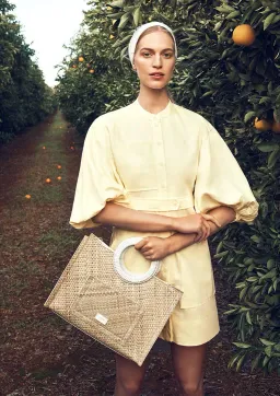 Oroton Cotton-Linen Full Sleeve Sorbet Yellow Dress Size 10 for rent on The Volte - image 1