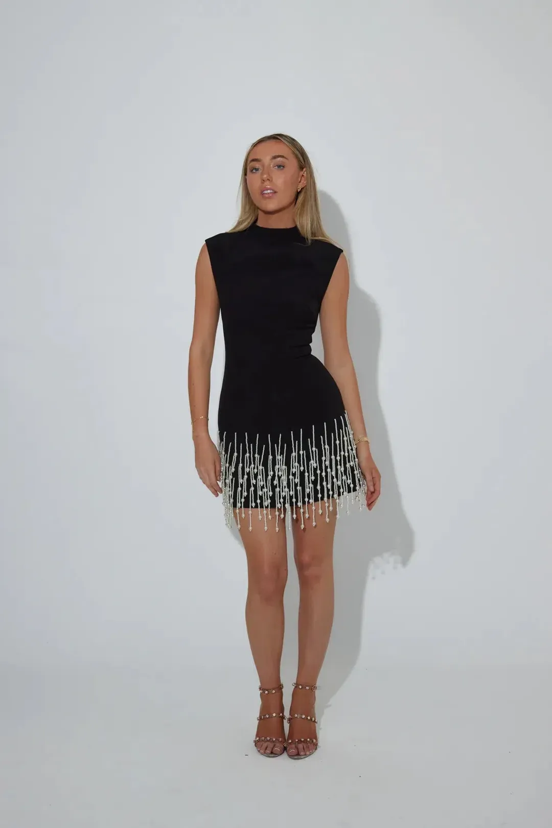 Odd Muse The Ultimate Muse Pearl Drop Sleeveless Mini Dress Black Size M / AU 10 for rent on The Volte - main image