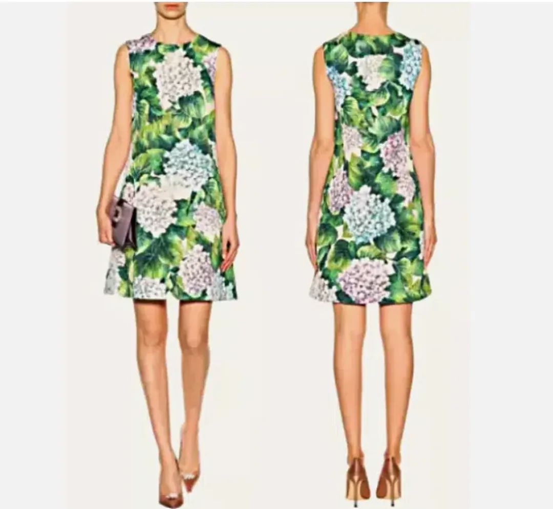 Dolce & Gabbana Hydrangea Print Shift Mini Dress Floral Size 6 for rent on The Volte - main image