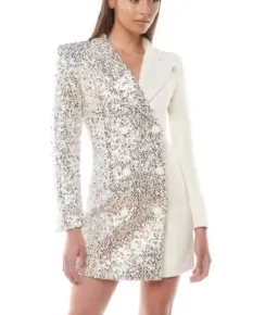 Eliya The Label Demi Blazer Dress White Sequin Size 10 for rent on The Volte - image 1