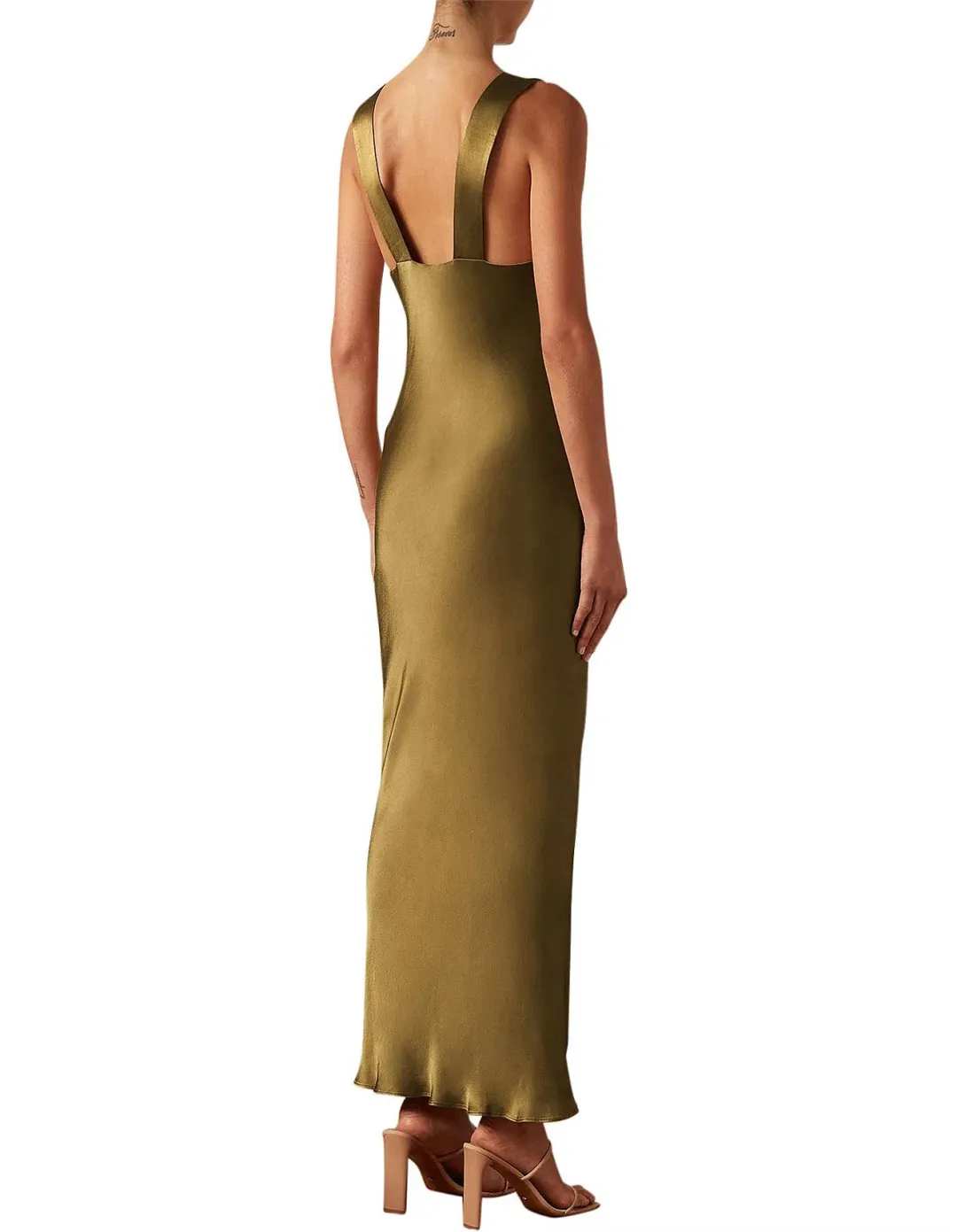 Shona Joy Giorgia Plunged Midi Dress in Olive Oil Size 10 for rent on The Volte - main image