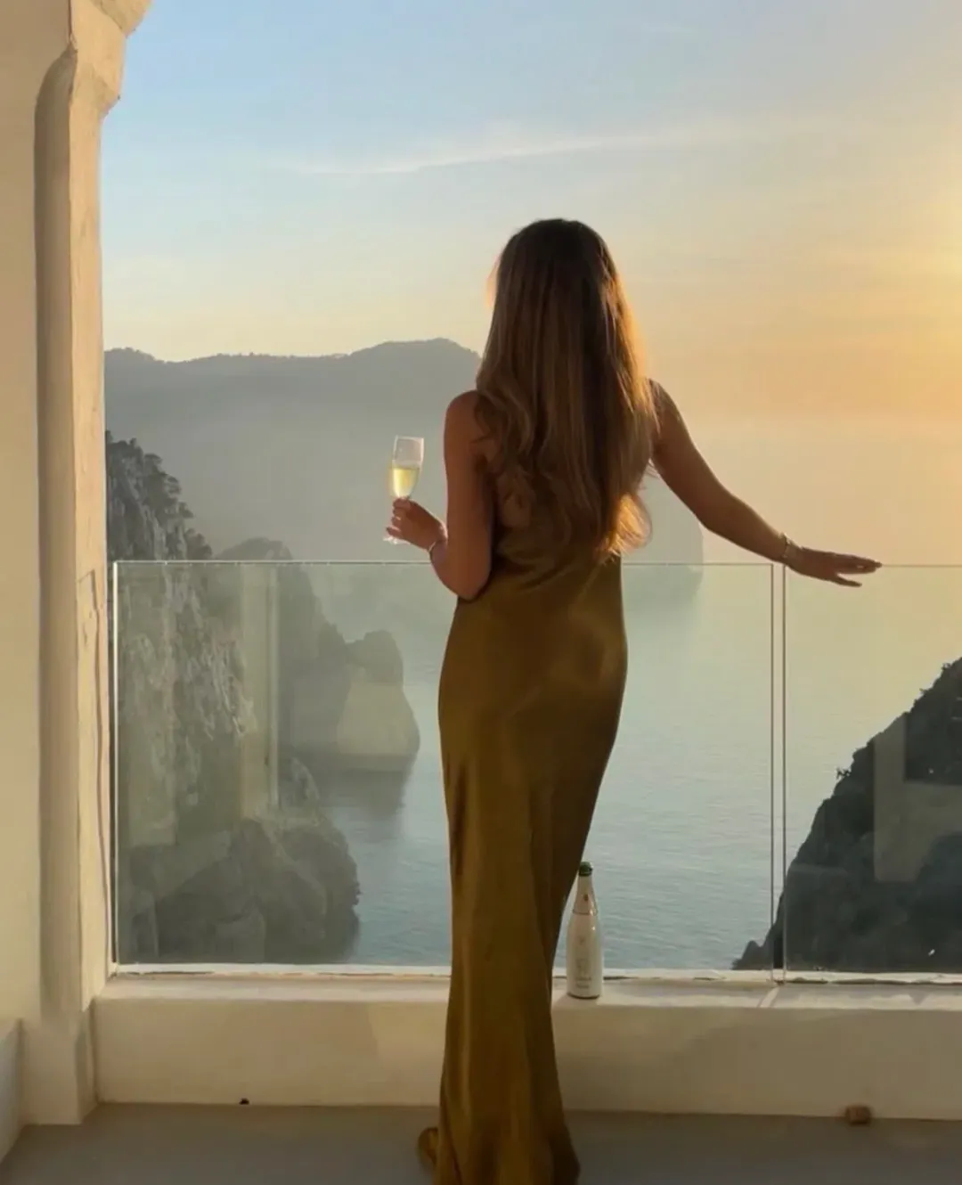 Shona Joy Giorgia Plunged Midi Dress in Olive Oil Size 10 for rent on The Volte - main image