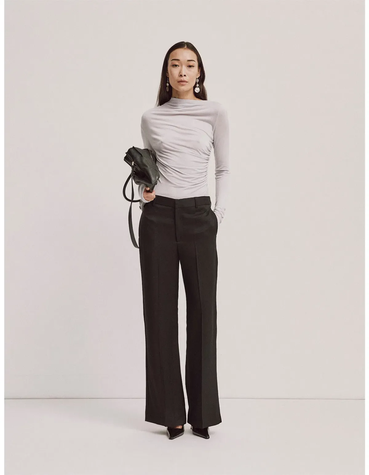 Ninety Percent Iphis Draped Long Sleeve Top in Enoki Mushroom Size M/ AU 12 for rent on The Volte - main image