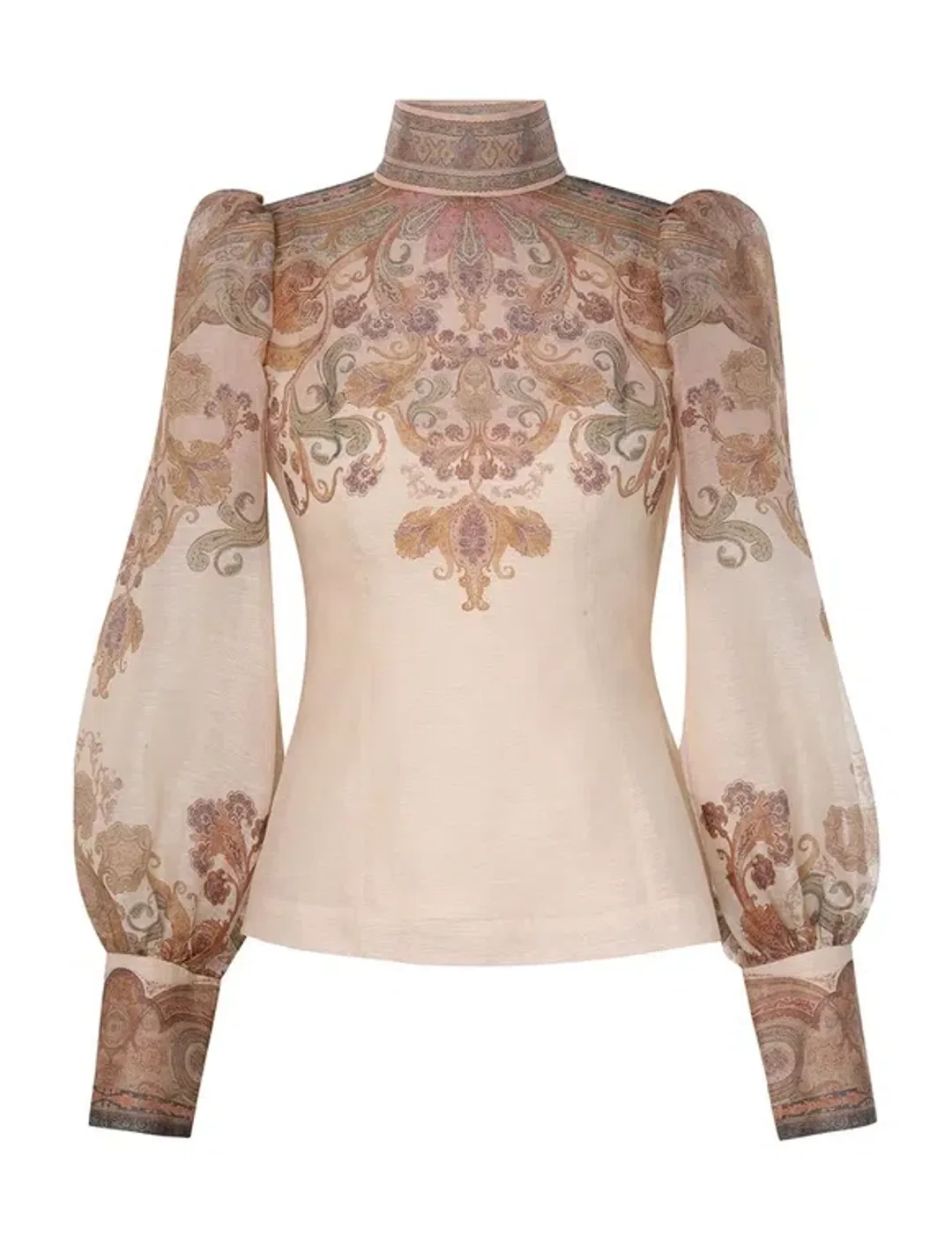 Zimmermann Illustration Bodice Top in Cream Paisley Size 2 / AU 12 for rent on The Volte - main image