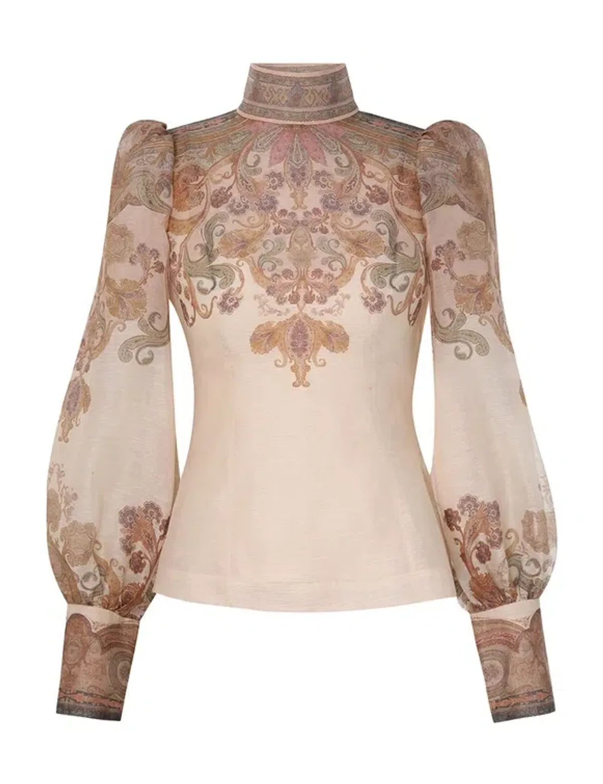 Zimmermann Illustration Bodice Top in Cream Paisley Size 2 / AU 12 for rent on The Volte - main image