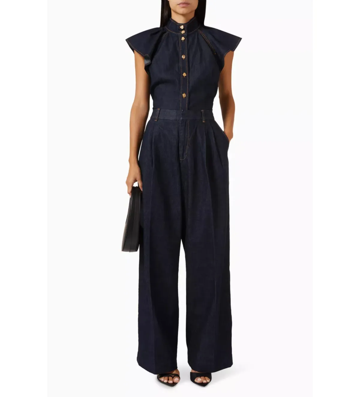 Zimmermann Crush Flutter Sleeve Shirt in Night Sky Size AU 12 for rent on The Volte - main image