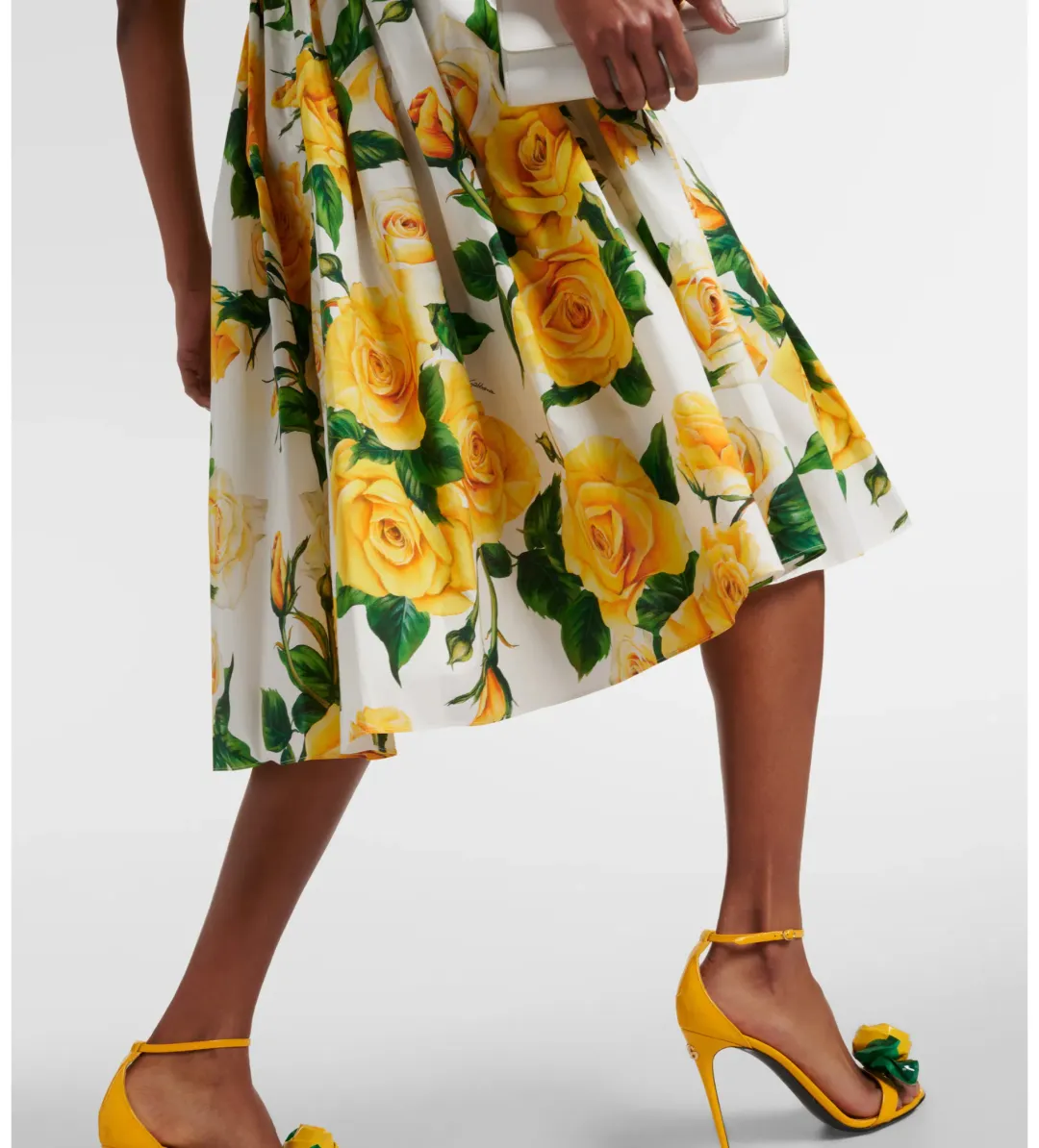 Dolce&Gabbana Rose Print Cotton Poplin Midi Dress AU 10 for rent on The Volte - main image