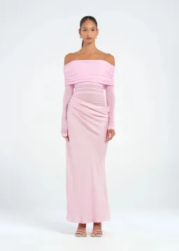 Benni Yasmin Off Shoulder Maxi Dress Baby Pink Size 8 for rent on The Volte - image 1