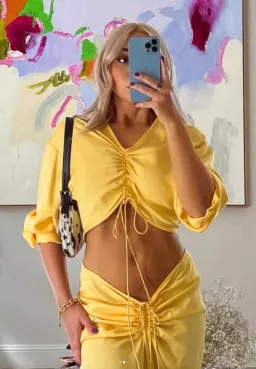 Christopher Esber Ruched Cutout Stretch Jersey Maxi Dress in Yellow Size AU 10 for rent on The Volte - image 2