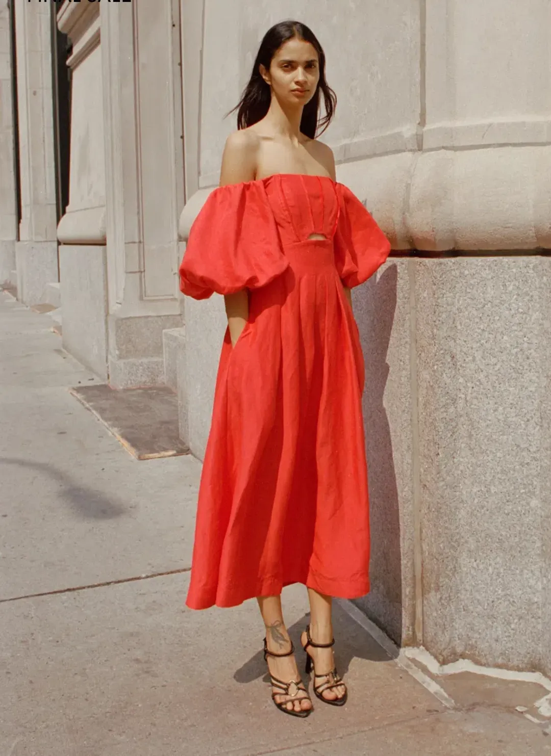 Aje Eugenie Midi Red Dress Size 8 for rent on The Volte - main image