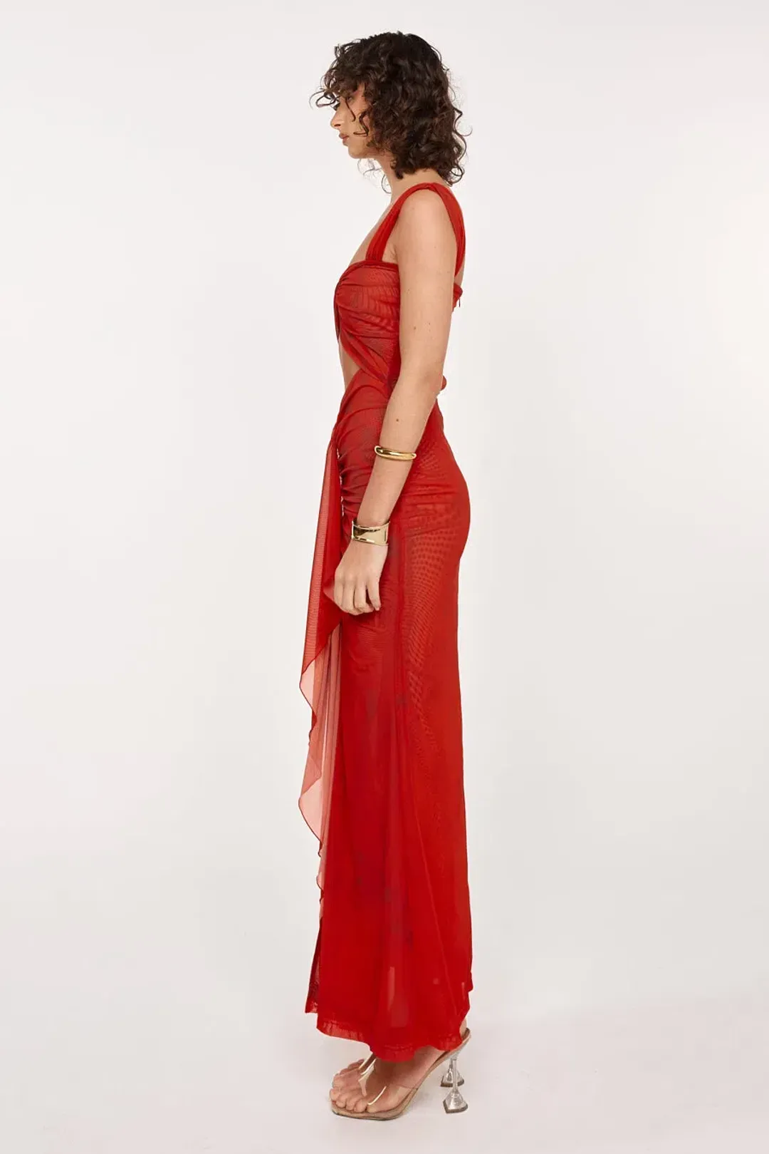 She is OLLÁ Imogen Maxi in Cherry Red Size 6 for rent on The Volte - main image
