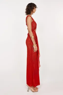 She is OLLÁ Imogen Maxi in Cherry Red Size 6 for rent on The Volte - image 8
