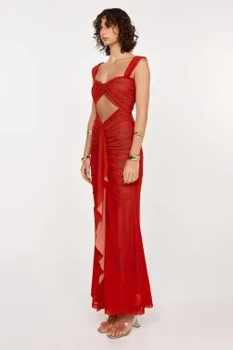 She is OLLÁ Imogen Maxi in Cherry Red Size 6 for rent on The Volte - image 4