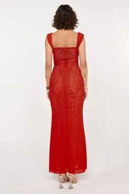 She is OLLÁ Imogen Maxi in Cherry Red Size 6 for rent on The Volte - image 9