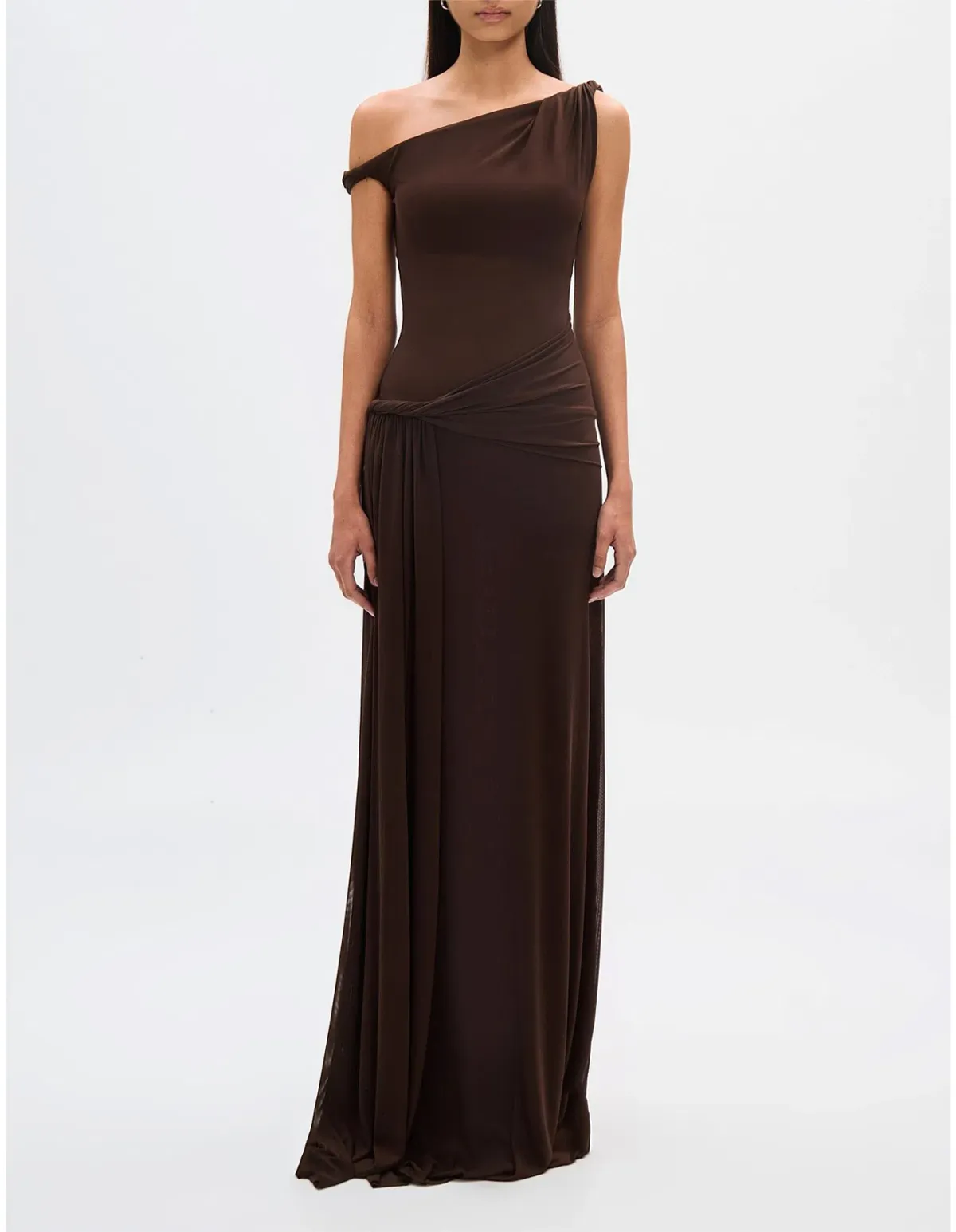 Misha Sisal Mesh Maxi Dress Brown Size 10 for rent on The Volte - main image