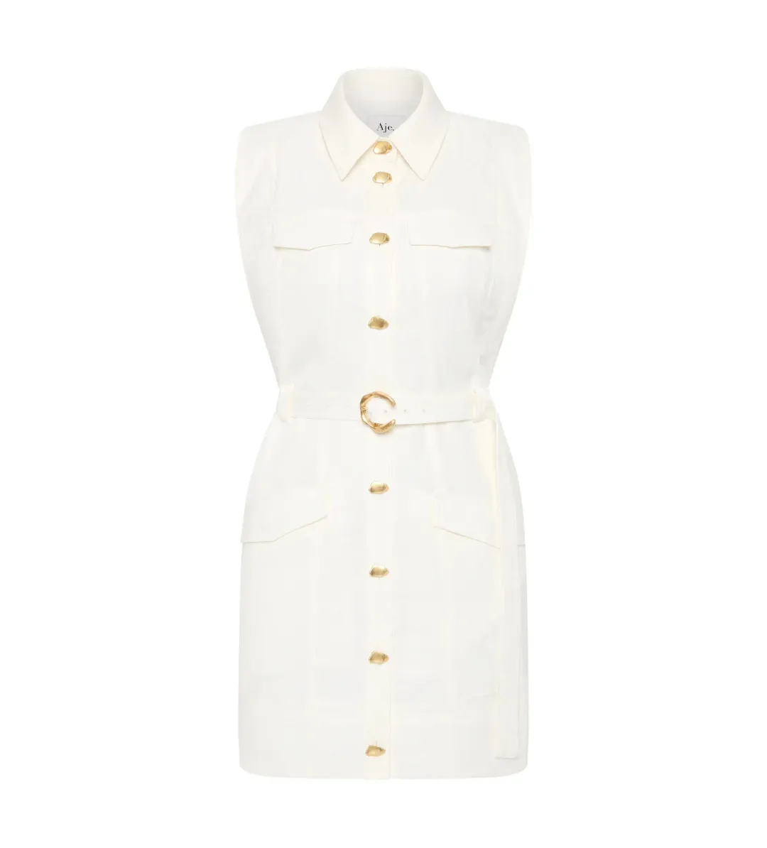 Aje Dulcet Logo Mini Dress in Ivory Size AU 8 for rent on The Volte - main image