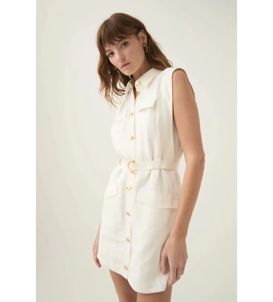 Aje Dulcet Logo Mini Dress in Ivory Size AU 8 for rent on The Volte - main image