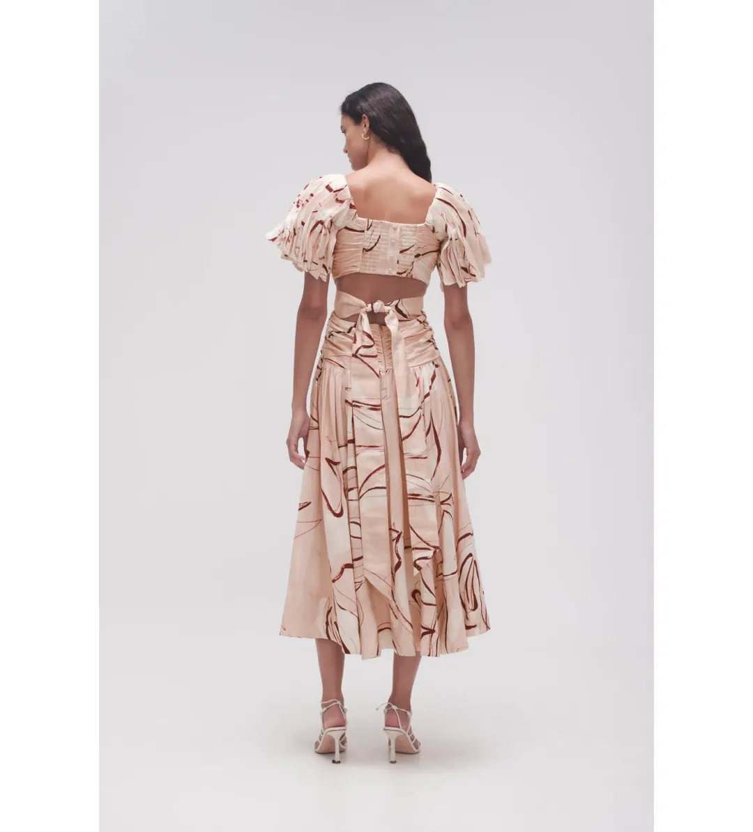 Aje Marianne Ruched Midi Dress Whimsical Dove Size 12 for rent on The Volte - main image