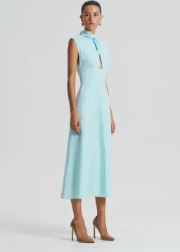 Scanlan Theodore Italian Linen Turban Twist Dress in Turquoise Size 8 for rent on The Volte - image 2