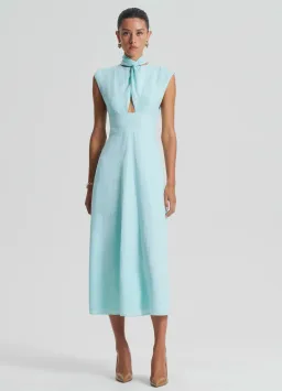 Scanlan Theodore Italian Linen Turban Twist Dress in Turquoise Size 8 for rent on The Volte - image 1
