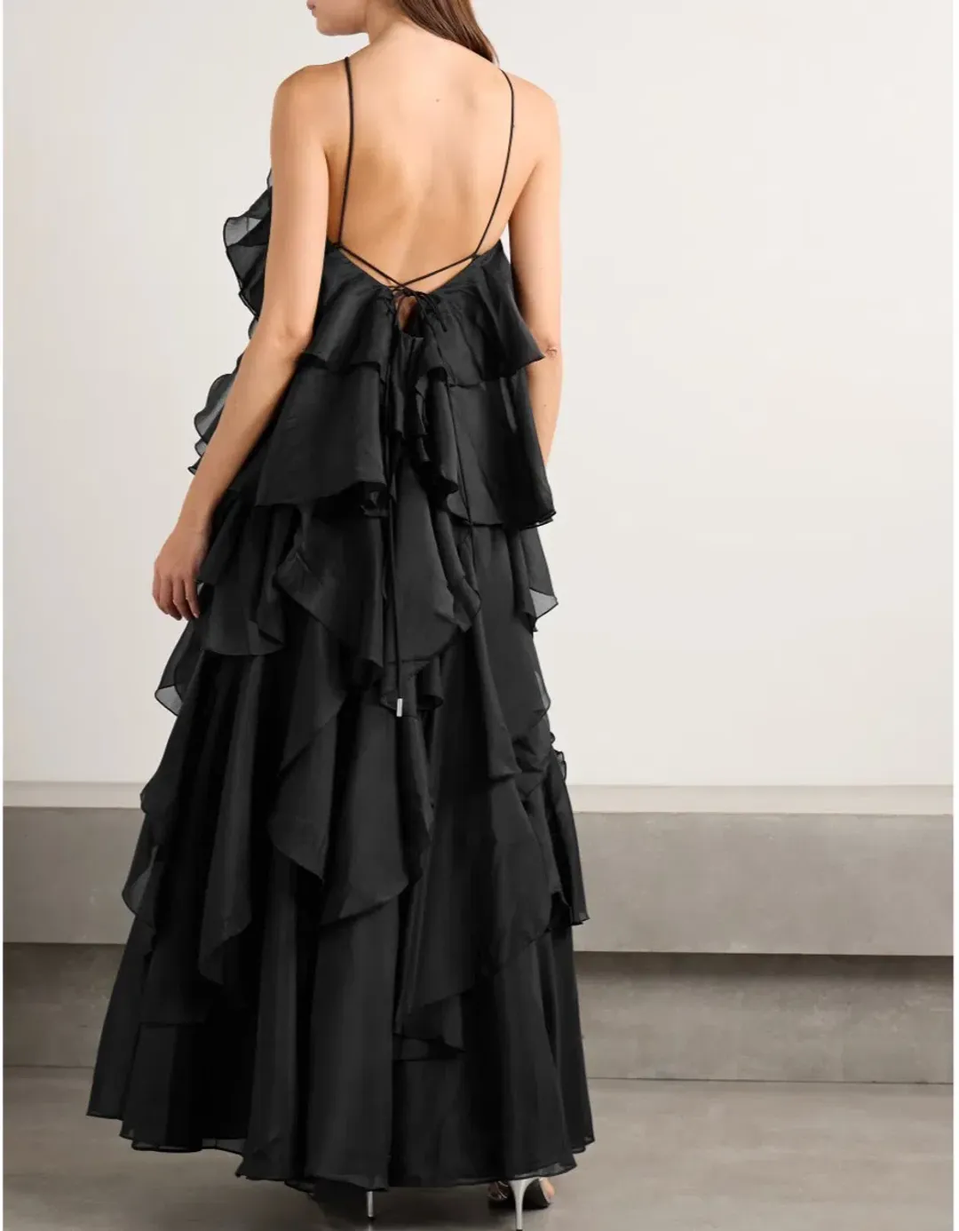 Aje Pandorea Layered Maxi Dress in Black Size 14 for rent on The Volte - main image