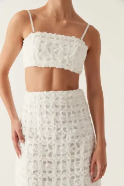 Aje Quintette Textured Midi Skirt and Bralette Set in Ivory Size 12 for rent on The Volte - image 2