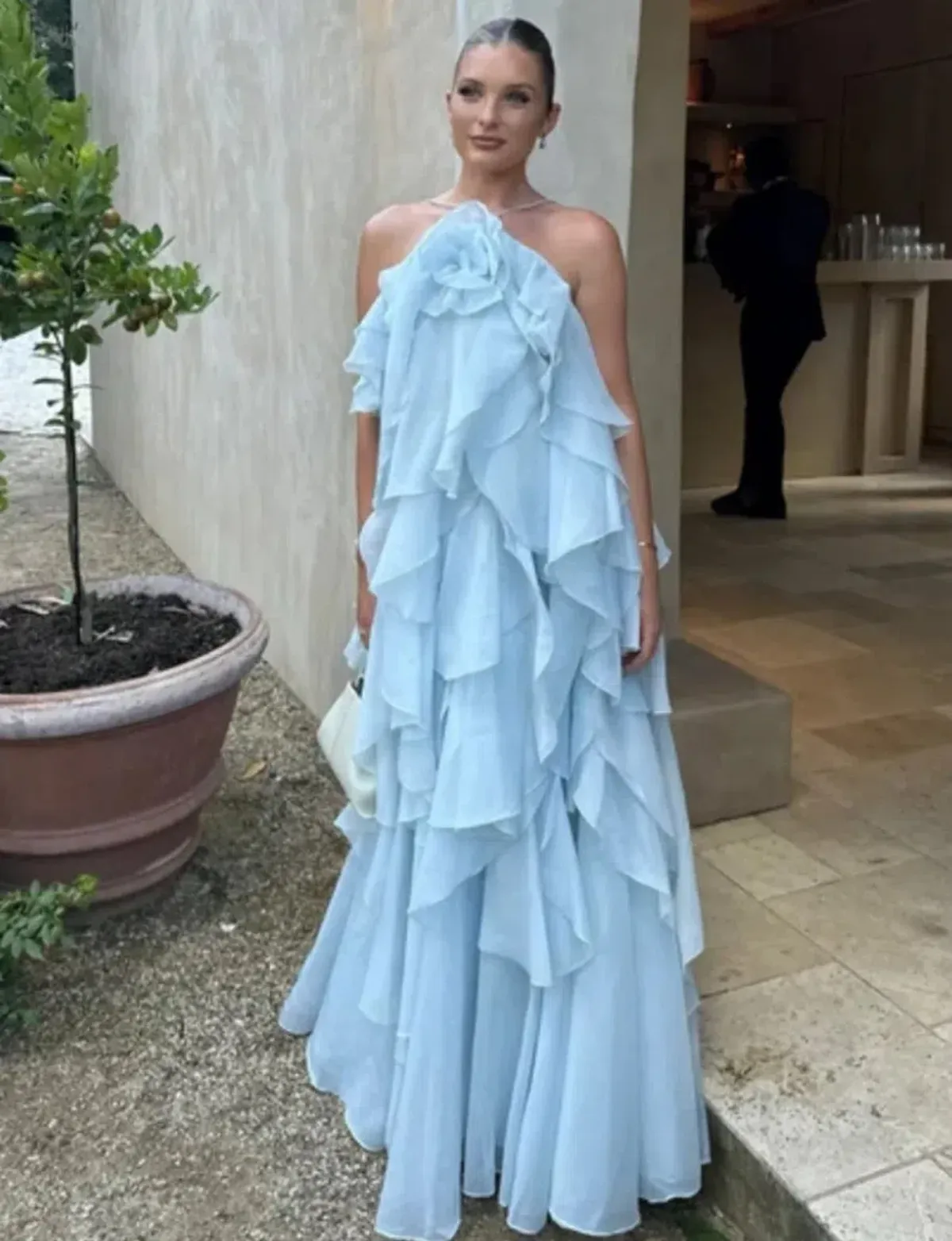 Aje Pandorea Layered Maxi Dress Silver Blue Size AU 12 for rent on The Volte - main image