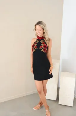 Rebecca Vallance Rosetta Halter Mini Dress Black Size 8 for rent on The Volte - image 2