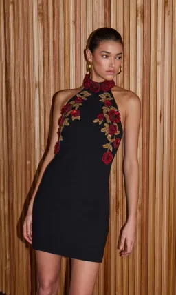 Rebecca Vallance Rosetta Halter Mini Dress Black Size 8 for rent on The Volte - image 6