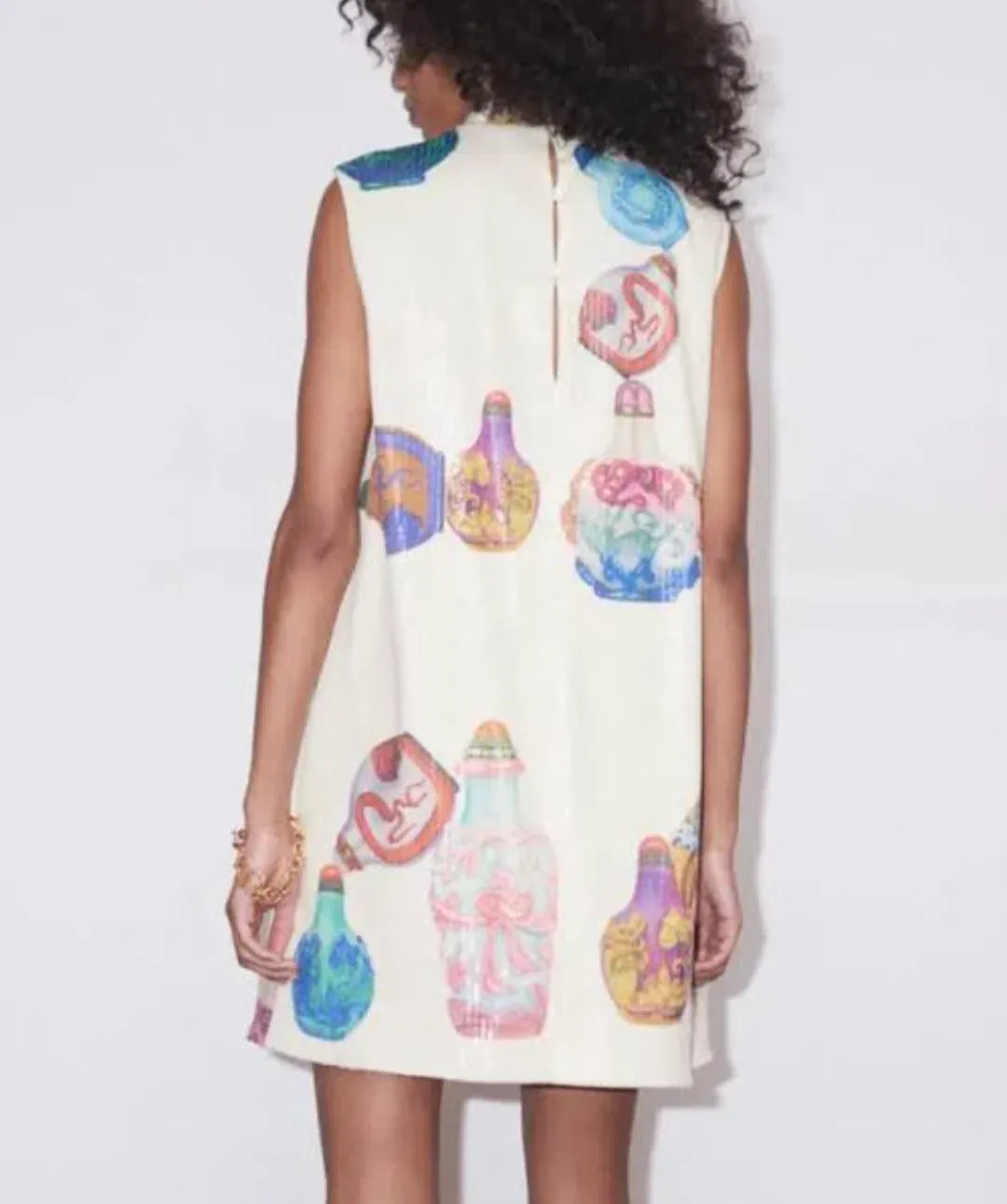 Alemais Chesca Mini Dress in Cream Sequin Size 8 for rent on The Volte - main image