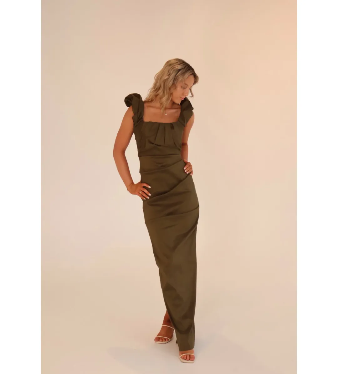 Rachel Gilbert Kalina Gown Olive Size 1/AU 8 for rent on The Volte - main image
