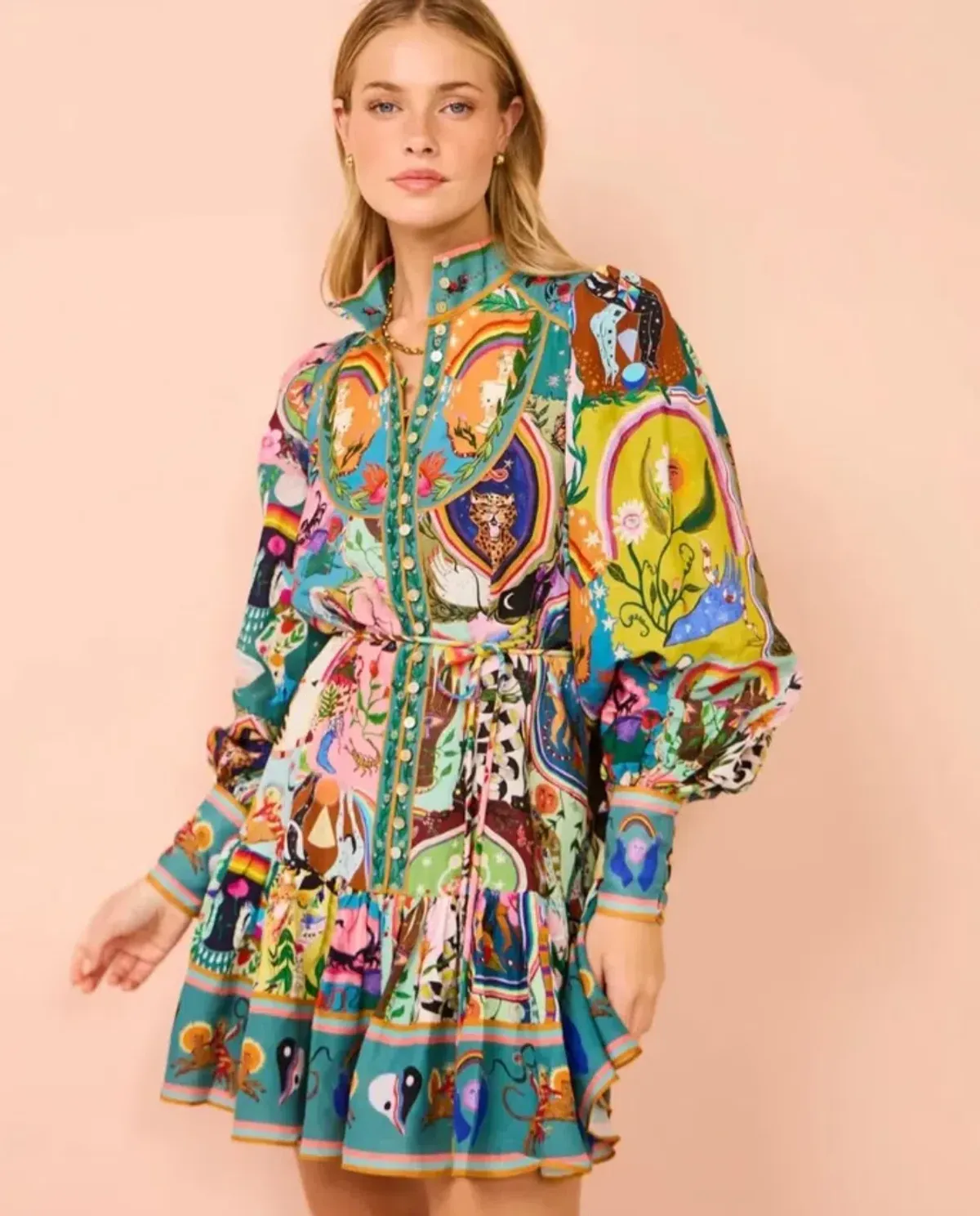 Alemais Evergreen Mini Dress Print Size 8 for rent on The Volte - main image