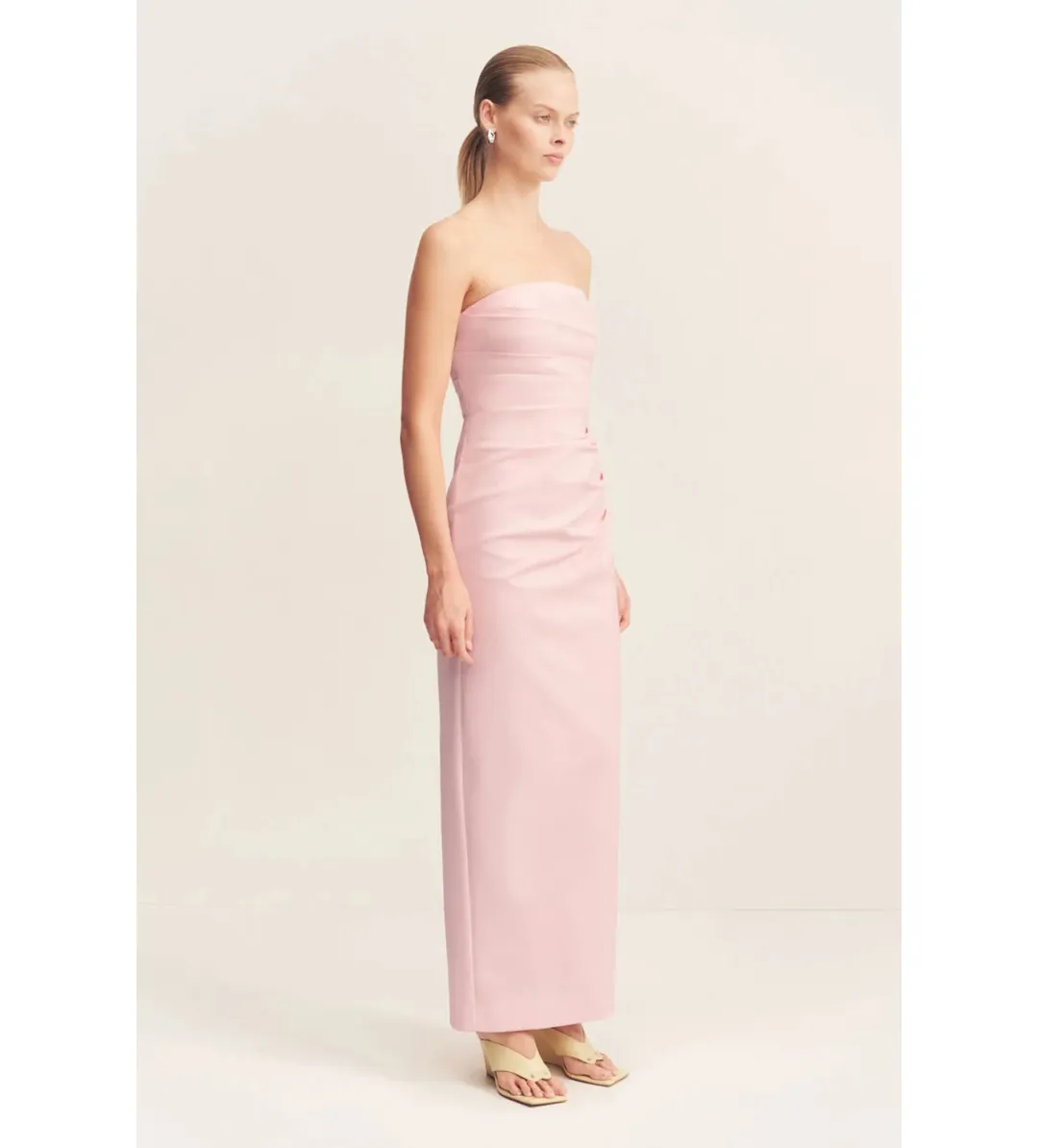 Shona Joy Lani Strapless Draped Maxi Dress Fairyfloss Size 10 for rent on The Volte - main image