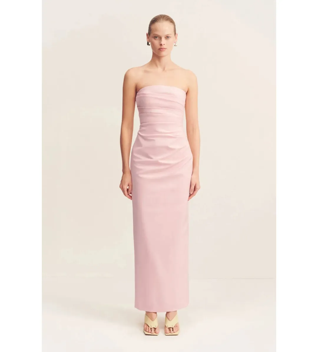 Shona Joy Lani Strapless Draped Maxi Dress Fairyfloss Size 10 for rent on The Volte - main image