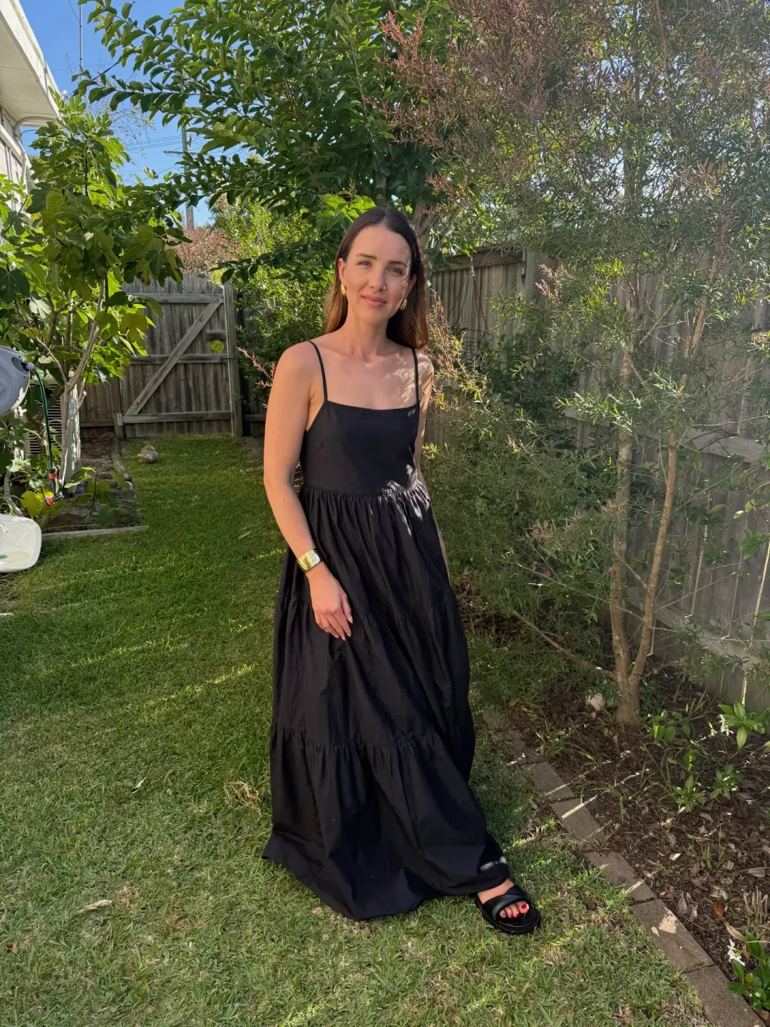 Matteau Tiered Low Back Sundress Black Size 2 / AU 8 for rent on The Volte - main image