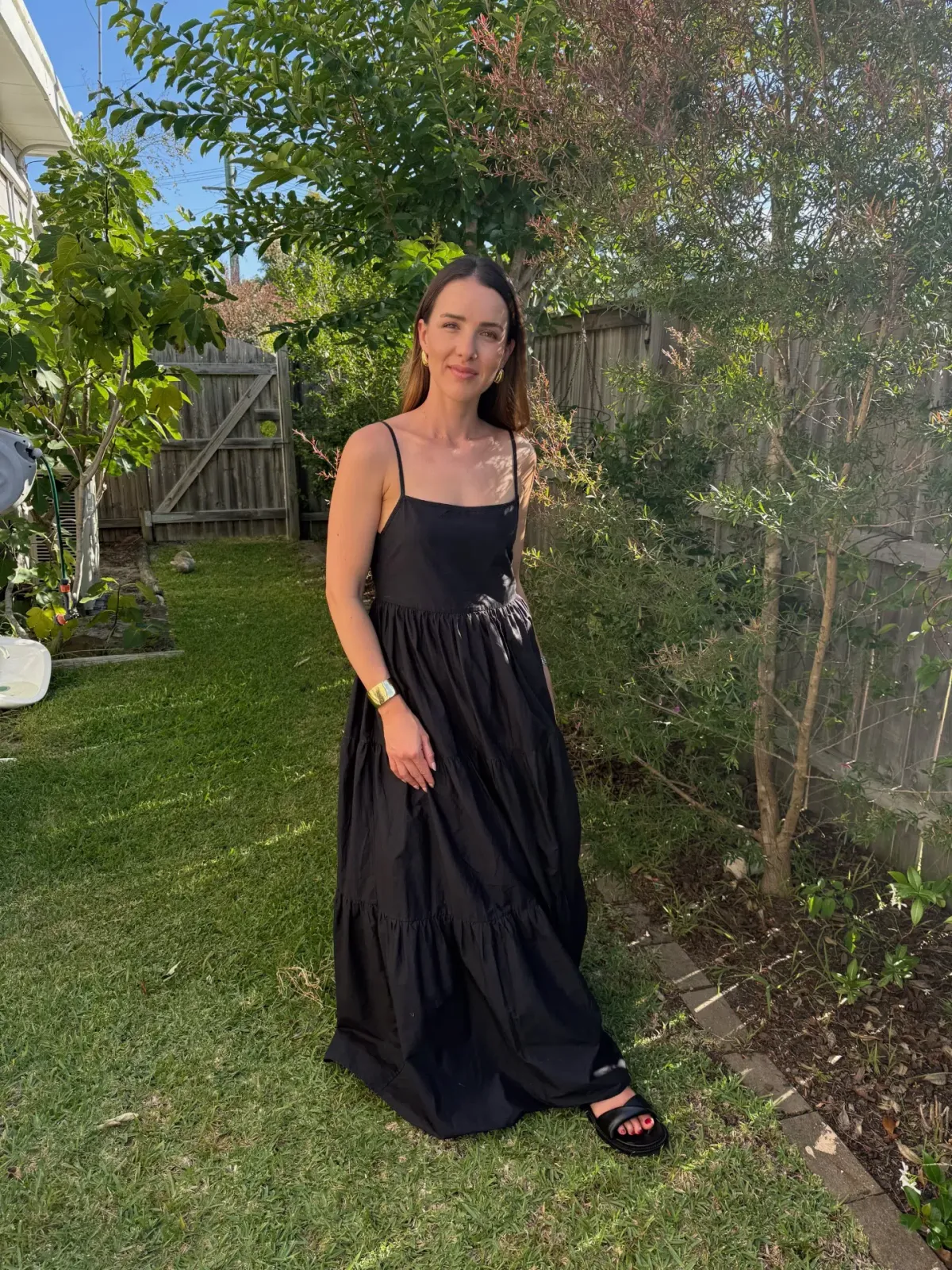 Matteau Tiered Low Back Sundress Black Size 2 / AU 8 for rent on The Volte - main image