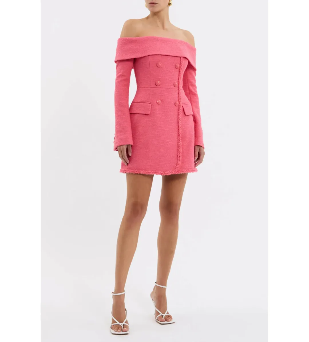 Rebecca Vallance Montana Off the Shoulder Mini Dress Pink Size 10 for rent on The Volte - main image