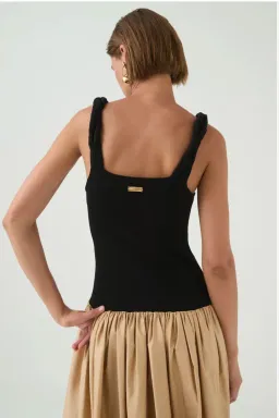 Aje Halcyon Knit Midi Dress Black/Sand Brown Size AU 8 for rent on The Volte - image 3