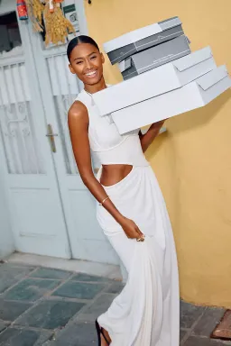 Misha The Sierra Jersey Gown Ivory White Size 12 for rent on The Volte - image 4