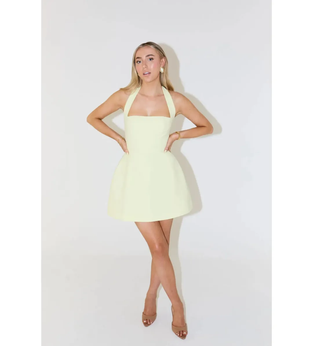 Odd Muse The Ultimate Muse Structured Mini Dress Lime Cream Size 16 for rent on The Volte - main image