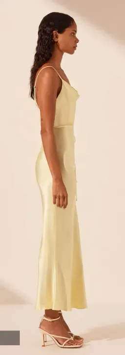 La Lune Bias Cowl Midi Dress Lemon Size 10 for rent on The Volte - image 4