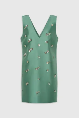 Oroton Embellished Shift Mint Leaf Dress Mini Size AU 12 for rent on The Volte - image 4