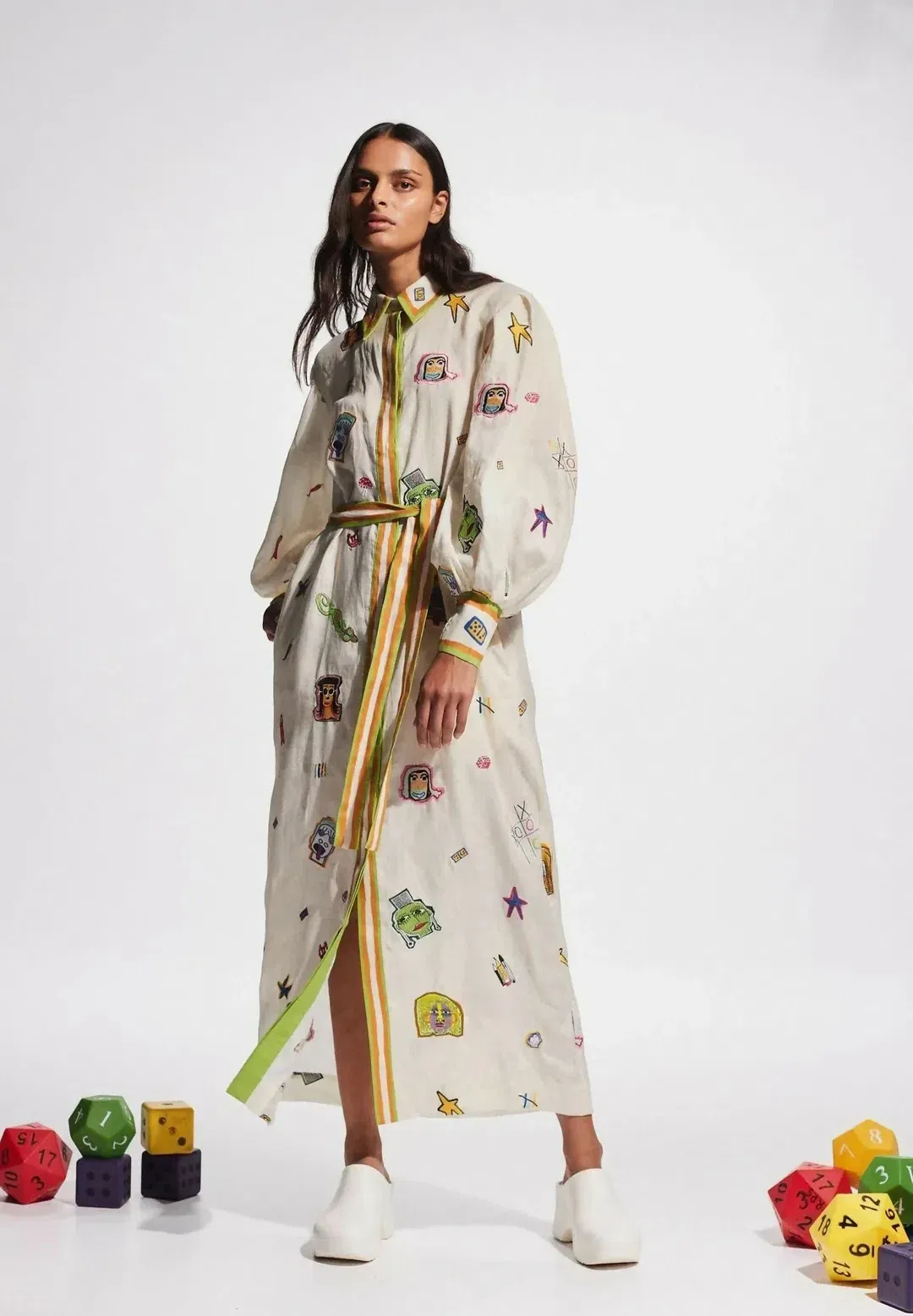 Alemais Checkers Embroidered Maxi Dress Multi Size 8 for rent on The Volte - main image