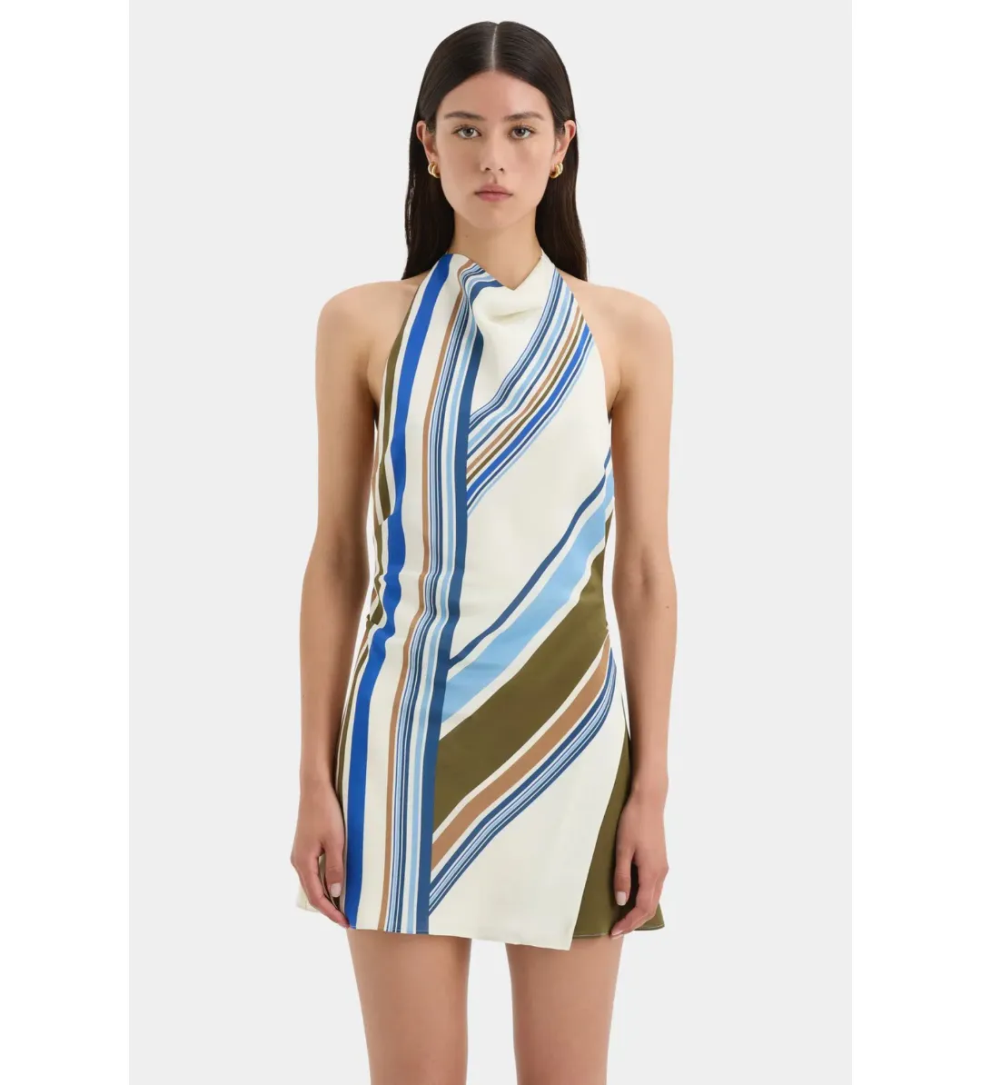 Sir The Label Thistle Halter Mini Dress Blue Baiadera Size AU 6 for rent on The Volte - main image